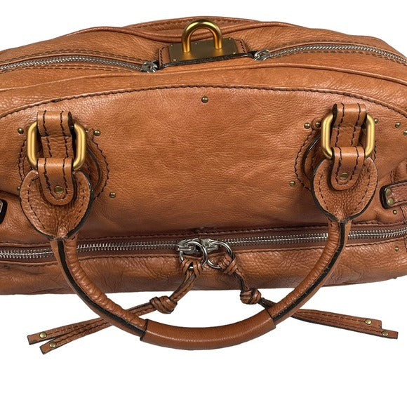 Chloe Chestnut XL Paddington Boston Duffel Under Carriage Leather