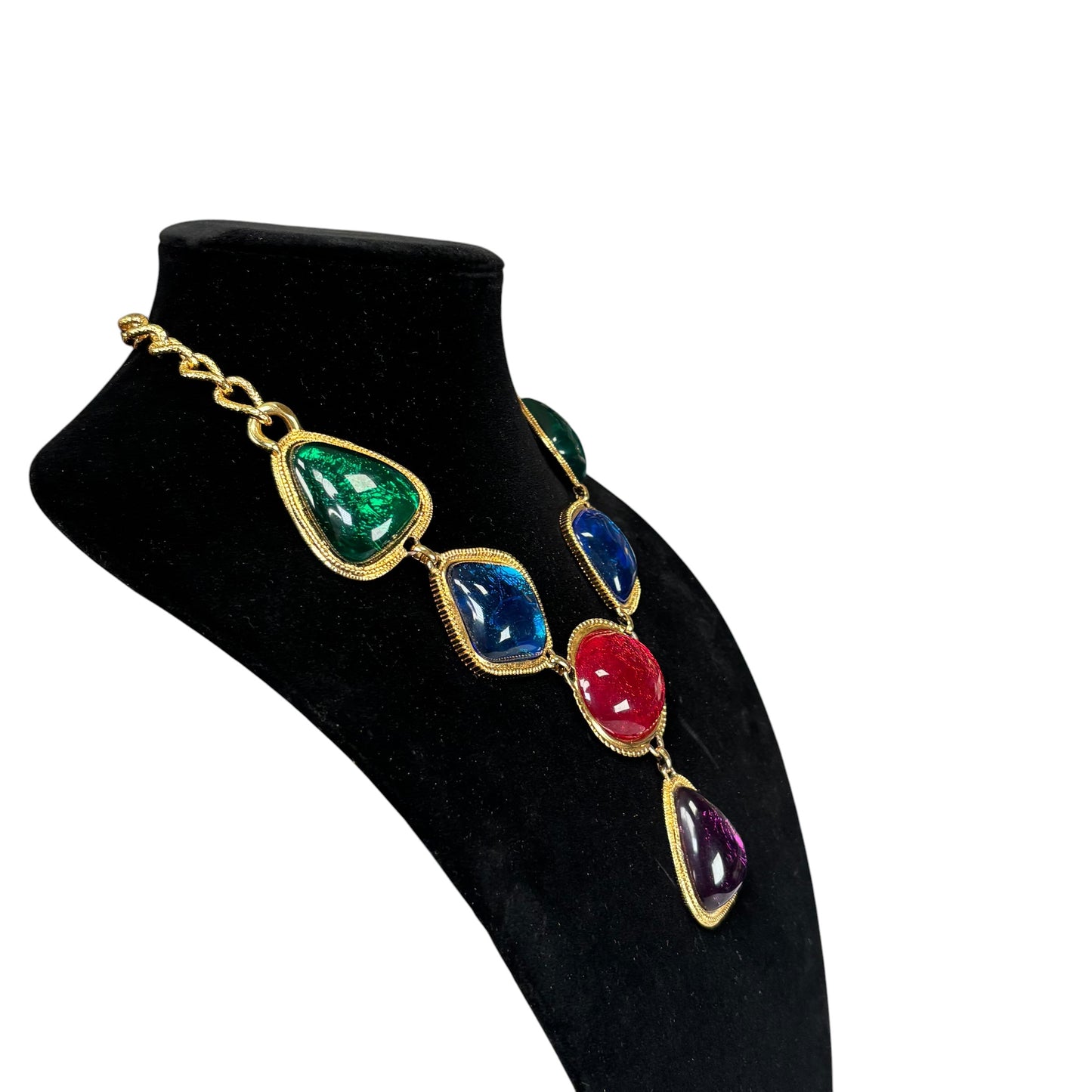 Kenneth Jay Lane Avon Gold-Tone Statement Gripoix-Style Cabochon Necklace 17”