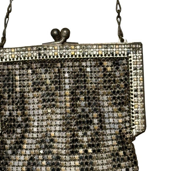 Whiting & Davis Mini Metal Mesh Silver Plated Kiss-Lock