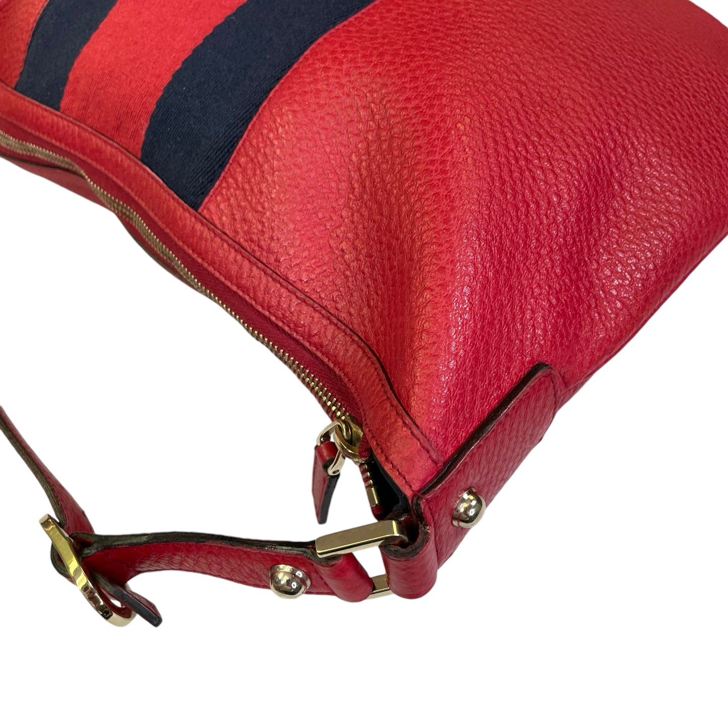 Gucci GG Red Zip Large Blondie Sherryline Racing Stripe Hobo Shoulder Purse