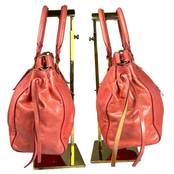 Miu Miu Watermelon Leather Crossbody Two-Way Goldtone Shoulder Purse