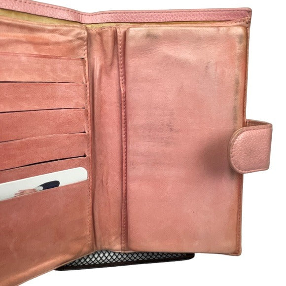 Chanel CC Caviar Pink Leather Classic Long Snap Wallet Kiss-Lock Coin Card Cash