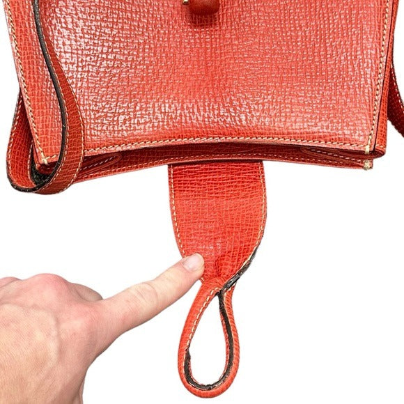 Loewe Pastel Red Pebbled Kelly Sport Style Turn Lock Closure Crossbody Purse
