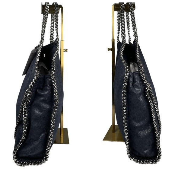 Stella McCartney Vegan Midnight Blue Metallic Chain Large Shoulder Purse Hobo