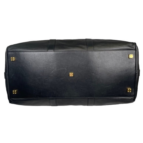 Loewe Leather Black Gold Zip Large Boston Duffel Keepall 50 Handle Travel Bag