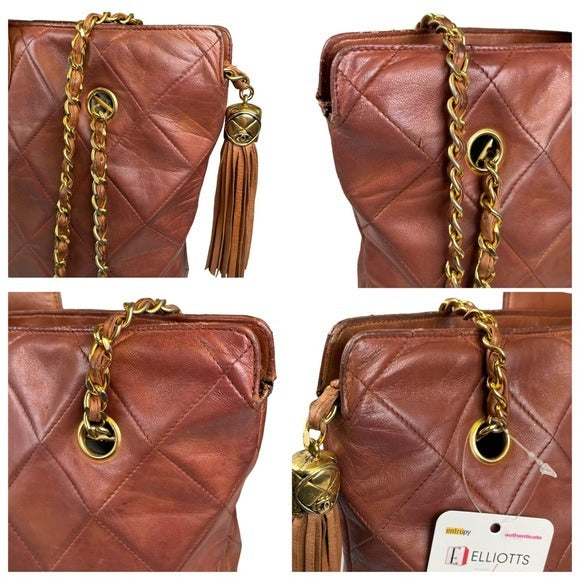 Chanel CC Quilted Timeless Mahogany Lambskin Matelasse Snap Zip Shoulder Purse