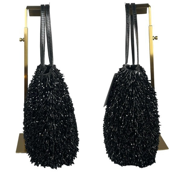 Valentino Garavani Lizard Exotic Sequin Fully Dangle Bead Formal Tote Purse Bag