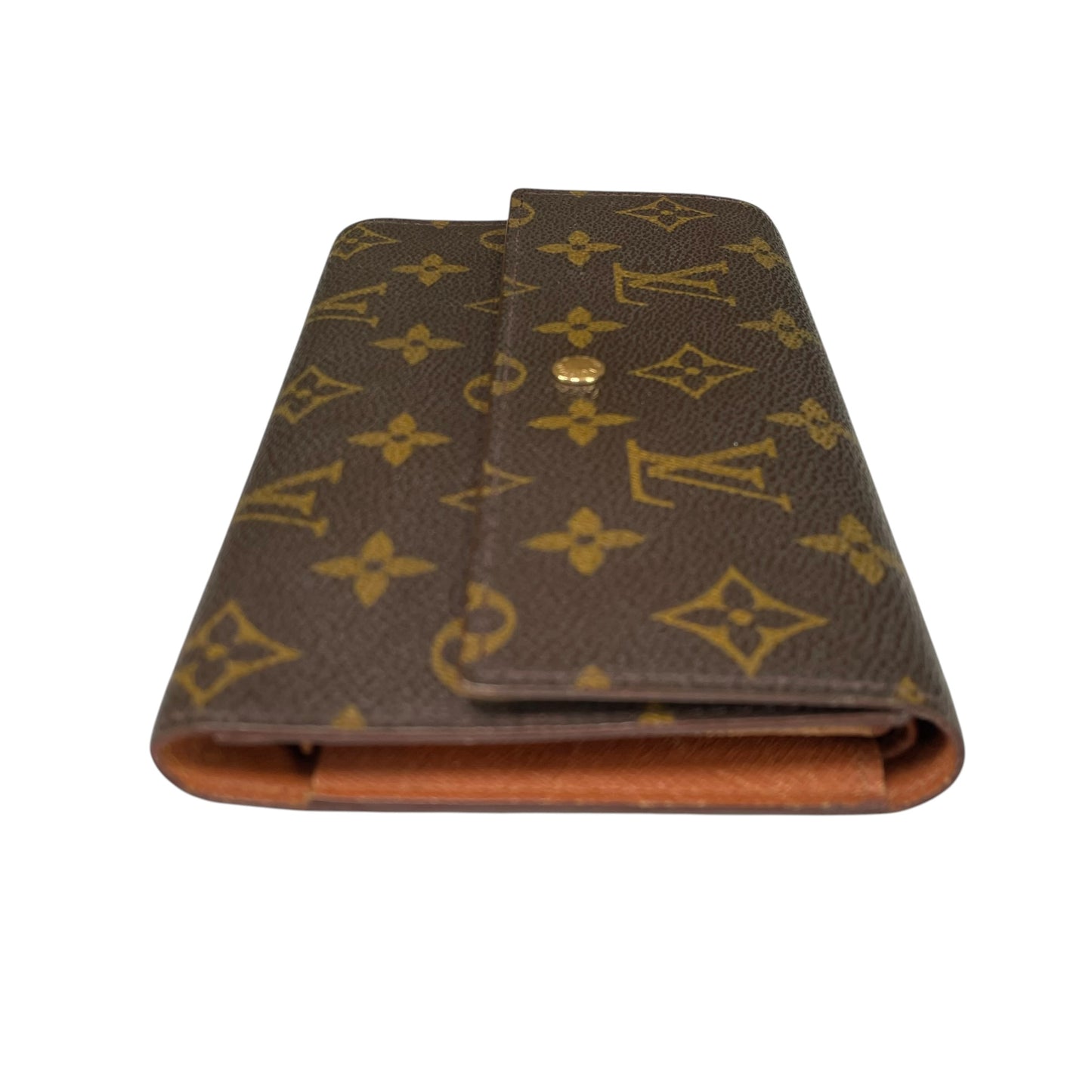 Louis Vuitton Sarah Monogram Portfolio Coated Canvas Brown Long Tri-Fold Wallet