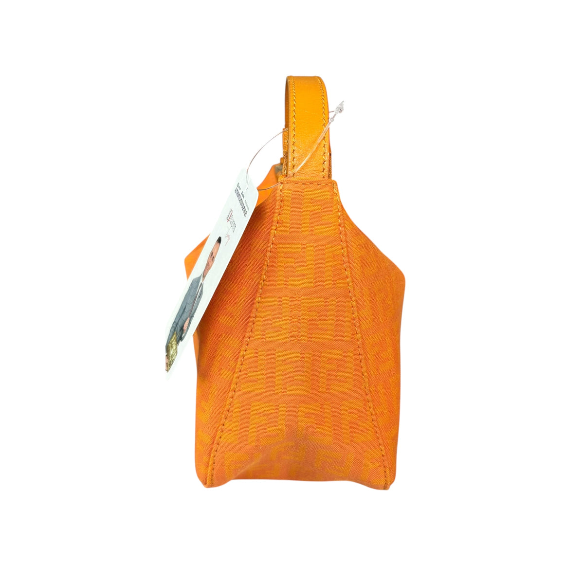 Fendi Y2K Mini Orange Brushed Nickel HW Canvas Zip Pouchette