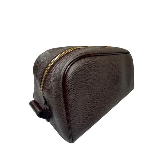 Louis Vuitton Merlot Taiga Leather Zippy Cosmetic Toiletry Bag 9.5”