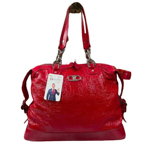Celine Patent Leather Silver-hardware Bucket Satchel Shoulder Purse Zip Tote