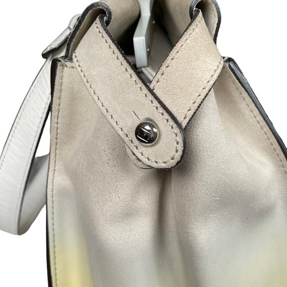 Fendi XL Peek-A-Boo Suede Patent Leather Multi Textile White Yellow Mega Bag