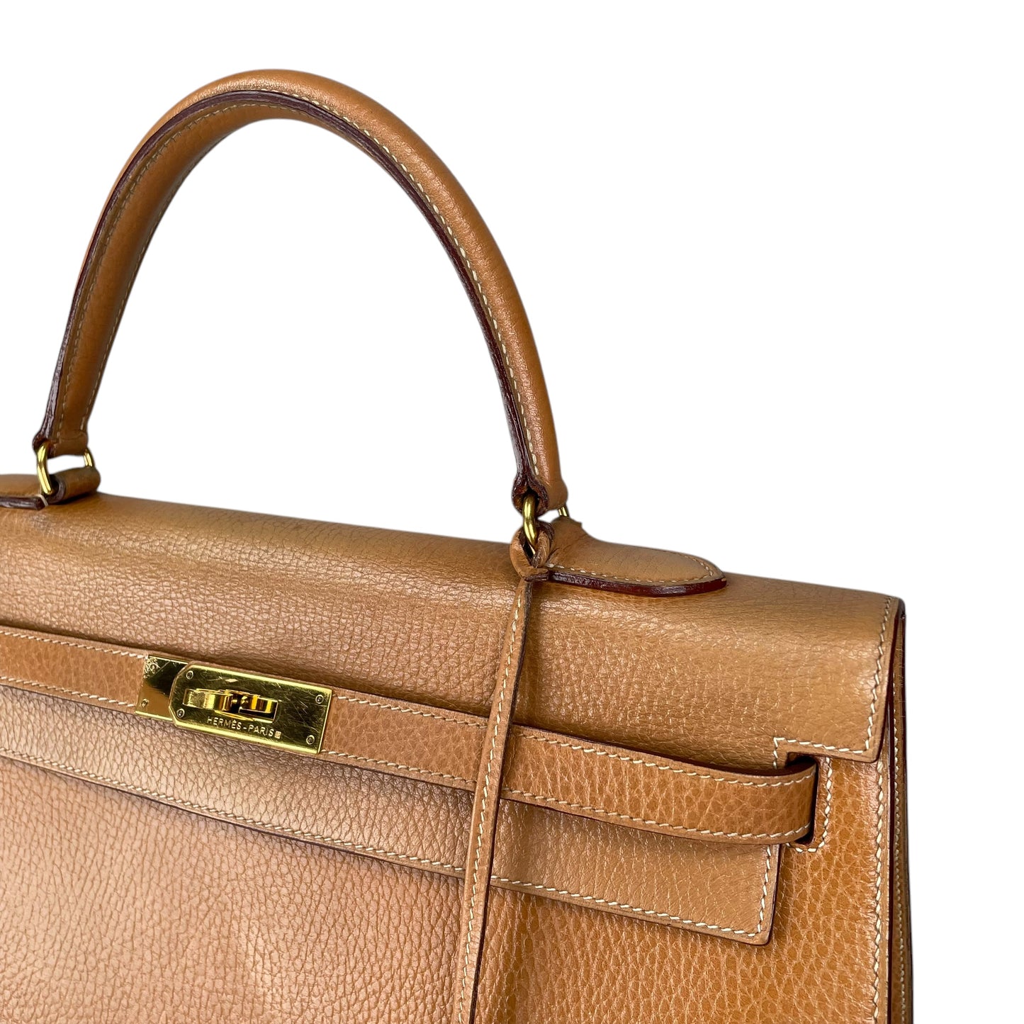 Hermes Kelly Sellier 35 GHW Noir Ardennes Gold Wheat Top Handle