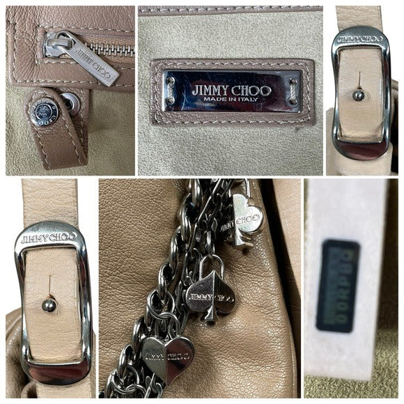 Jimmy Choo XL Multi Motorcycle Heart Charm Shoulder Crossbody Folding Hobo Purse