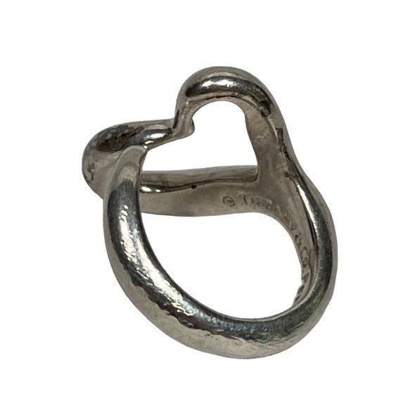 Tiffany & Co. Sterling Silver 925 Elsa Classic Peretti Open Heart Pinky Ring 4