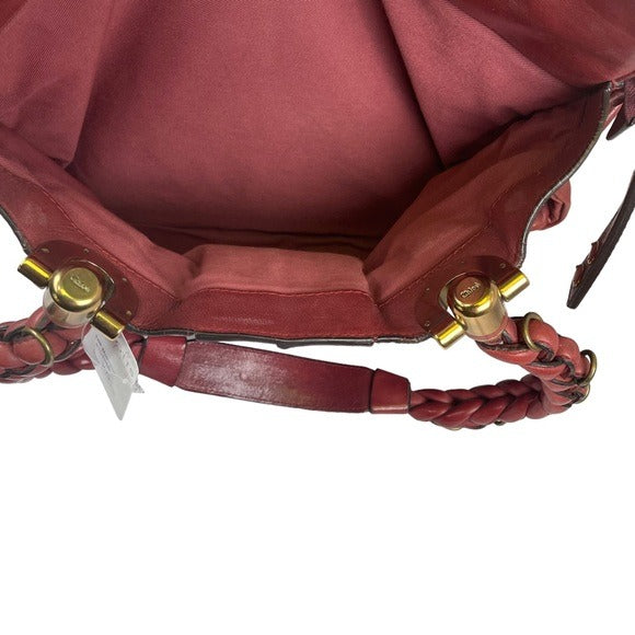 Chloe XL Blush Goldtone Leather Zippy Pretzel Handle Tote