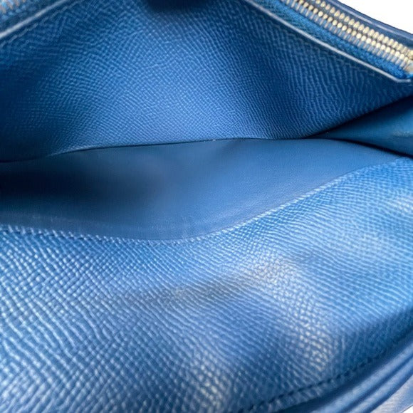 Dunhill Two Tone Blue Saffiano Leather Black Bi-Fold Ling Wallet