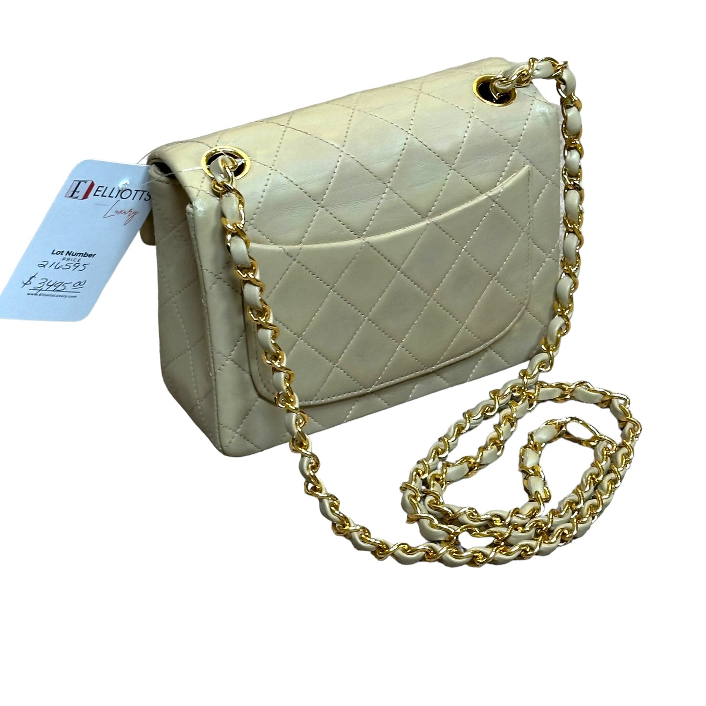 Chanel CC 24K Mini Square Flip Beige Lambskin Gold Plated Hardware