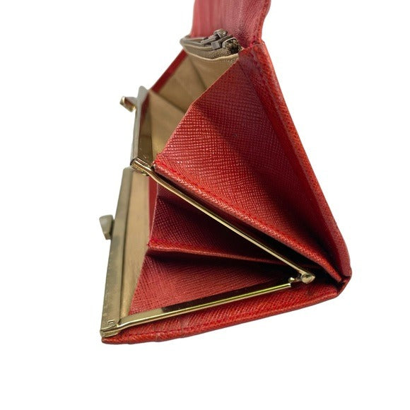 Givenchy Taiga Leather Paprika Red Long Metal Corner Flap Kiss Lock Wallet