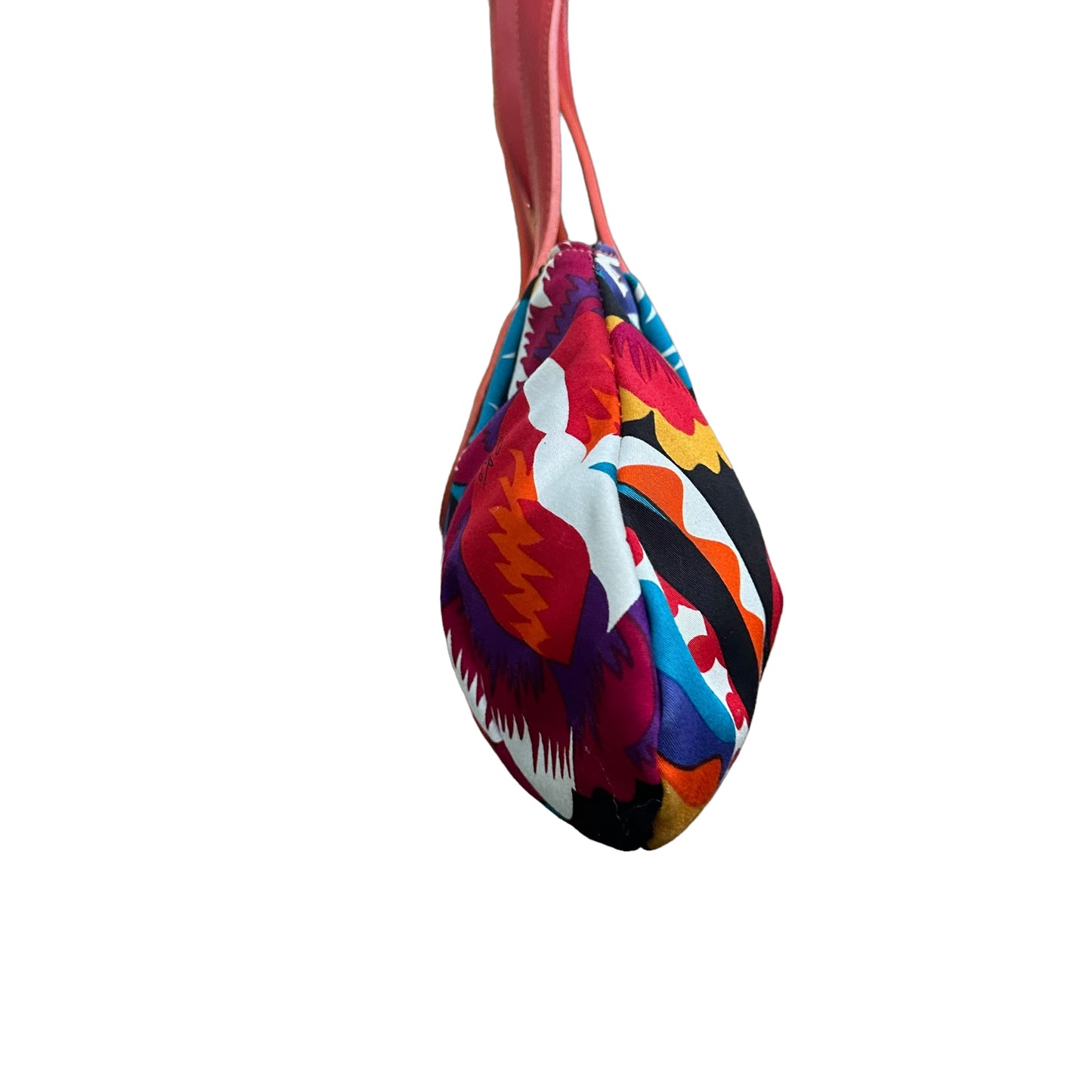 Etro Floral Canvas Fabric Multi Color Leather East West Shoulder Purse
