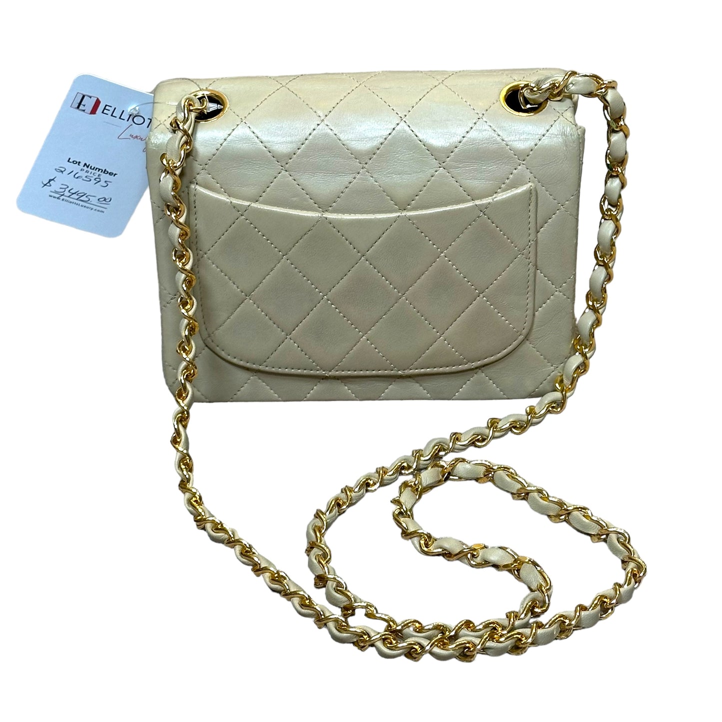 Chanel CC 24K Mini Square Flip Beige Lambskin Gold Plated Hardware
