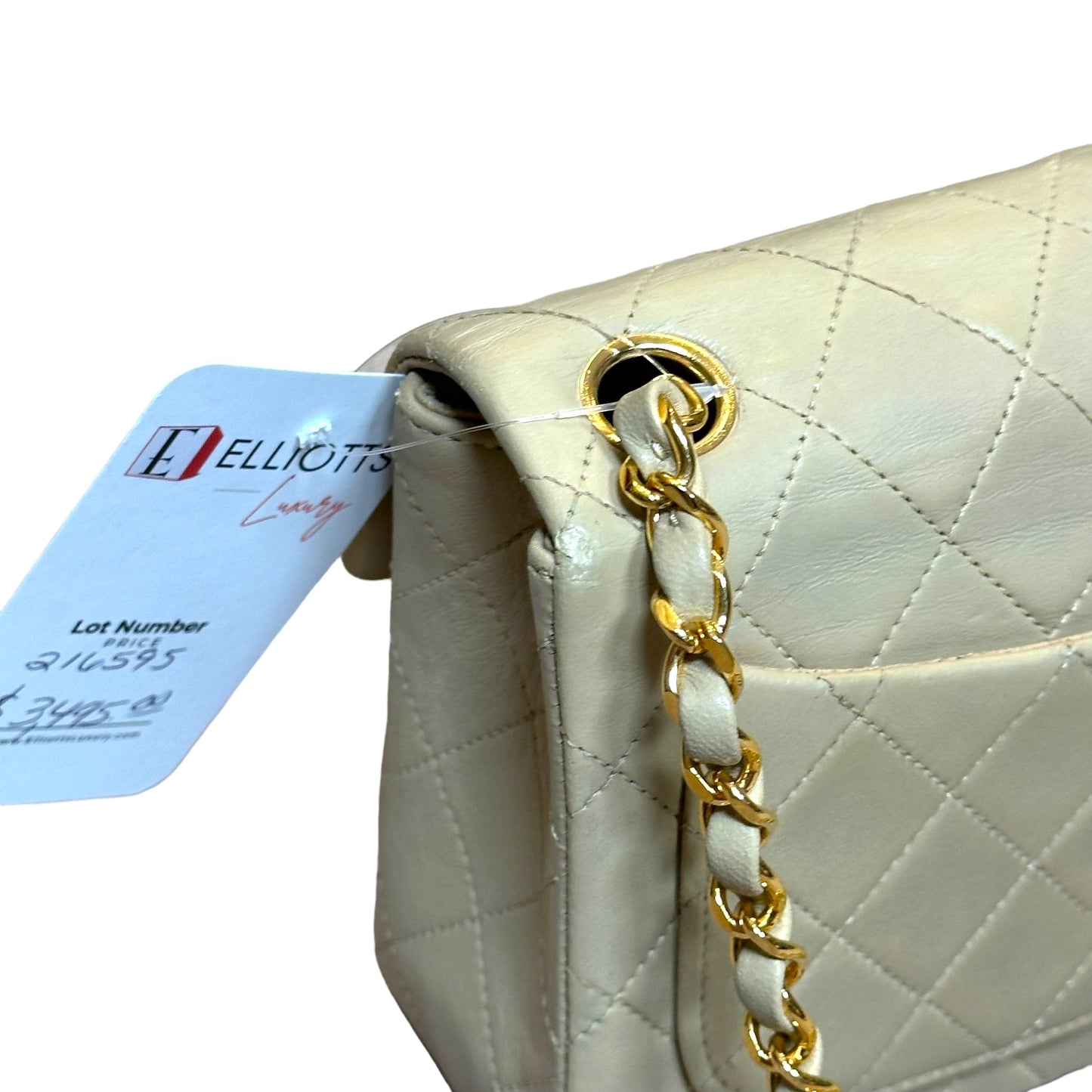 Chanel CC 24K Mini Square Flip Beige Lambskin Gold Plated Hardware