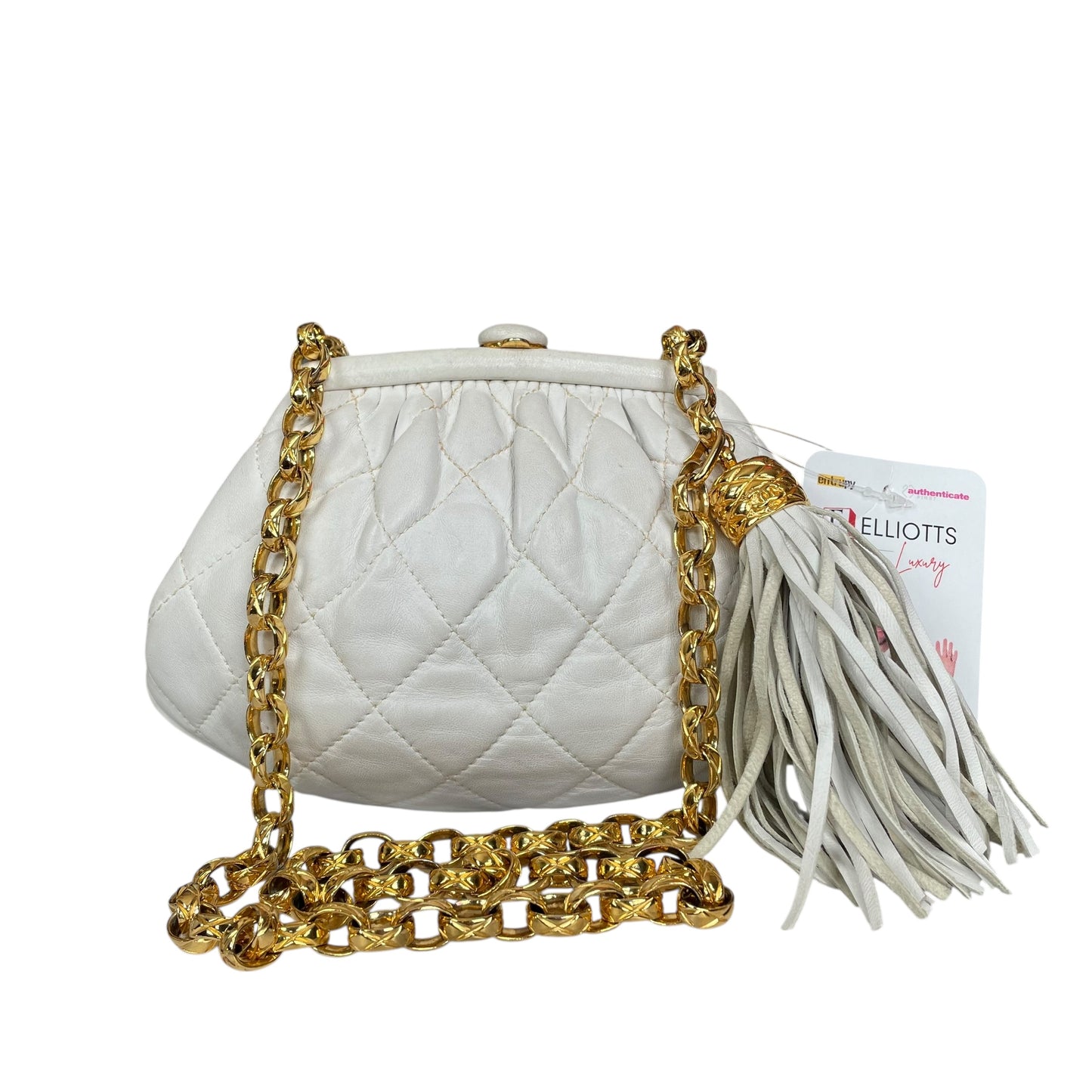 Chanel CC Mini Kiss-Lock Shoulder Bum GHW Removable Chain Strap Make-up Purse 7"