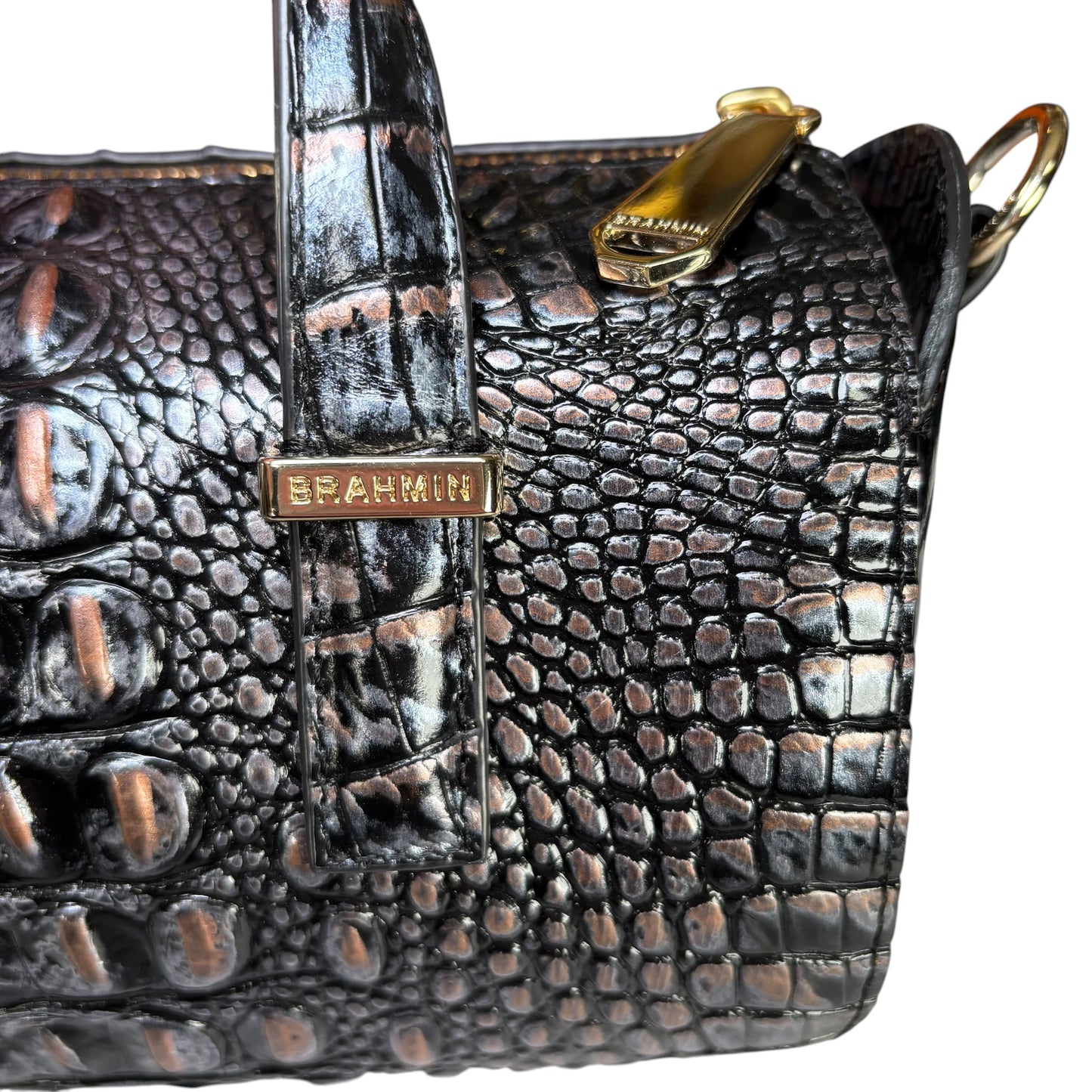 Brahmin Claire Metallic Melbourne Embossed Barrel 2-Way Bag
