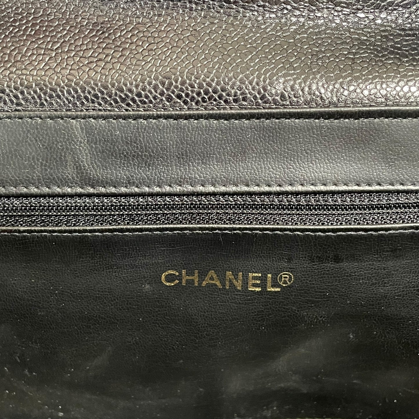Chanel CC Cosmetic Camera Tolietry Vanity Caviar Black Leather 24K Plated 2 Way Purse