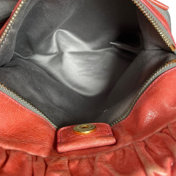 Miu Miu Watermelon Leather Crossbody Two-Way Goldtone Shoulder Purse