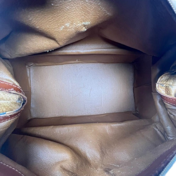MCM Cognac Viestos Brown Black Zippy Travel Toiletry Cosmetic Bag Large Bucket