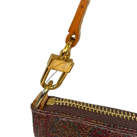 Etro Paisley Canvas Borsa Leather Zippy Slim Shoulder Pouchette Clutch Purse