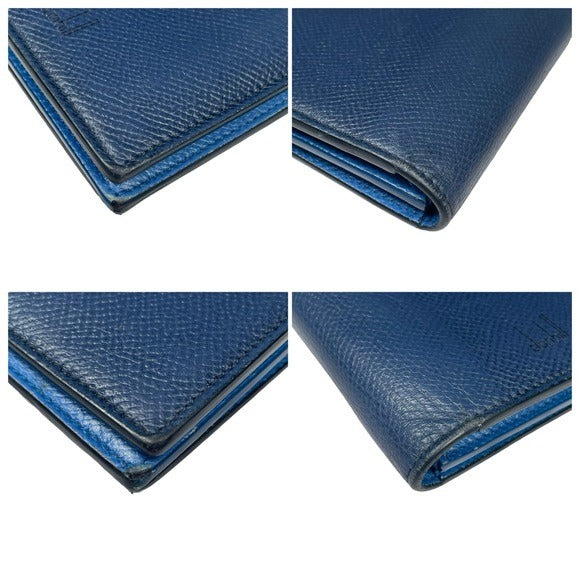 Dunhill Two Tone Blue Saffiano Leather Black Bi-Fold Ling Wallet