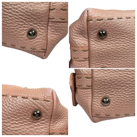 Fendi Pearlescent Pink Leather Mini Selleria Sterling Silver Hardware Zip Purse