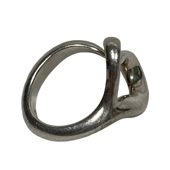 Tiffany & Co. Sterling Silver 925 Elsa Classic Peretti Open Heart Pinky Ring 4