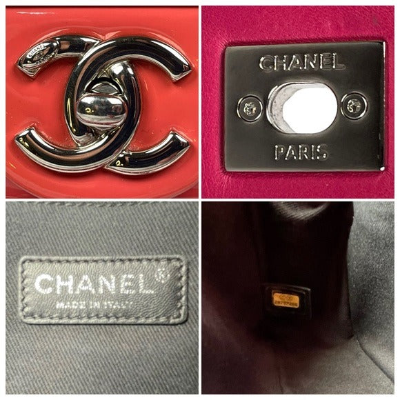 Chanel CC Classique Pink Coral Magenta Silver Hombre Leather Flap Quilted Purse