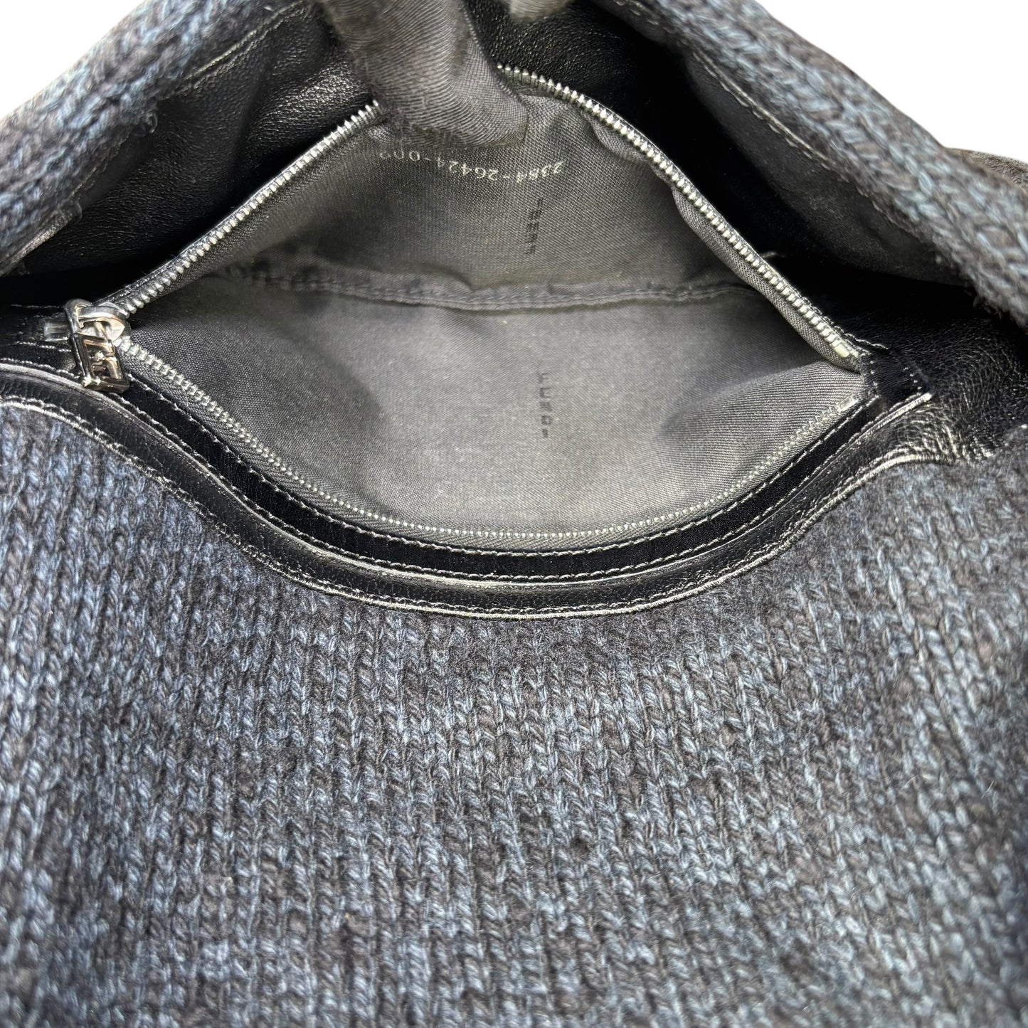 Fendi Baguette Classic Y2K Wool Cashmere Blue / Black SHW Knit Shoulder Purse