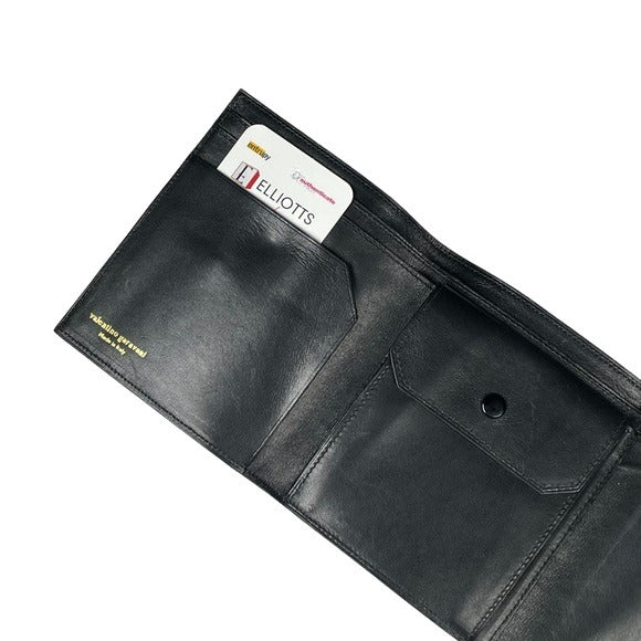 Valentino Garavani Black Brown Compact Snappy Tri-Fold Wallet