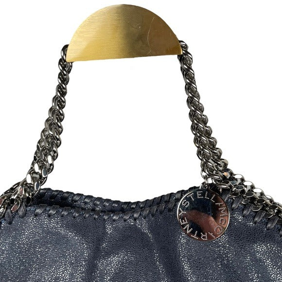 Stella McCartney Vegan Midnight Blue Metallic Chain Large Shoulder Purse Hobo