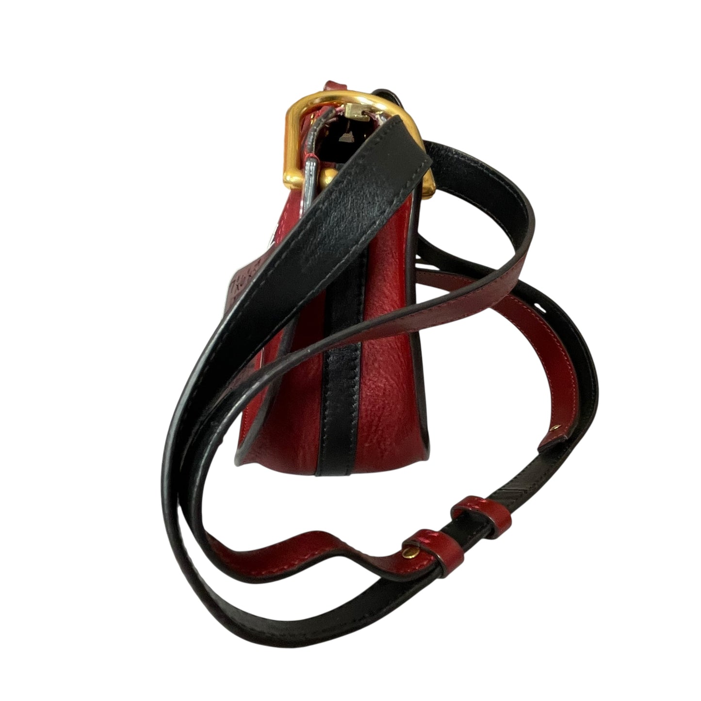 Chloe Hayley Calf Skin Nano Equestrian Burgundy Bucket 2 Way Crossbody Purse Bag