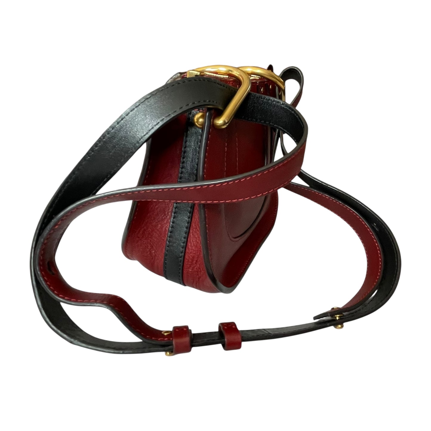 Chloe Hayley Calf Skin Nano Equestrian Burgundy Bucket 2 Way Crossbody Purse Bag
