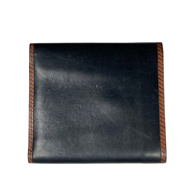 Valentino Garavani Black Brown Compact Snappy Tri-Fold Wallet