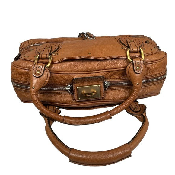 Chloe Chestnut XL Paddington Boston Duffel Under Carriage Leather