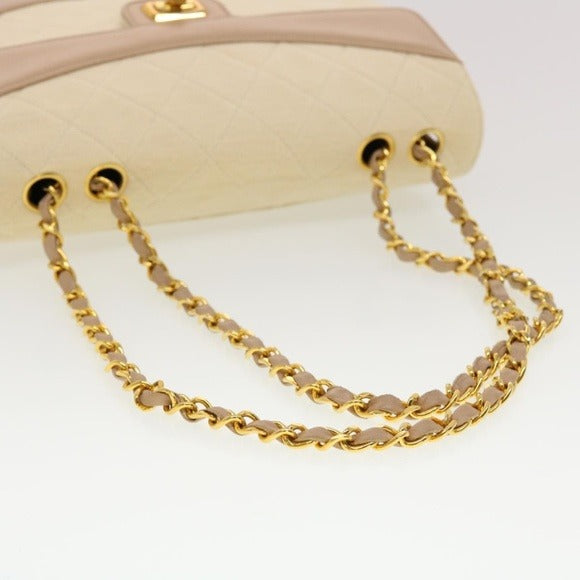 Chanel CC Matelasse Trapezoid Two-Tone Chain Shoulder Blush Beige Flap Purse