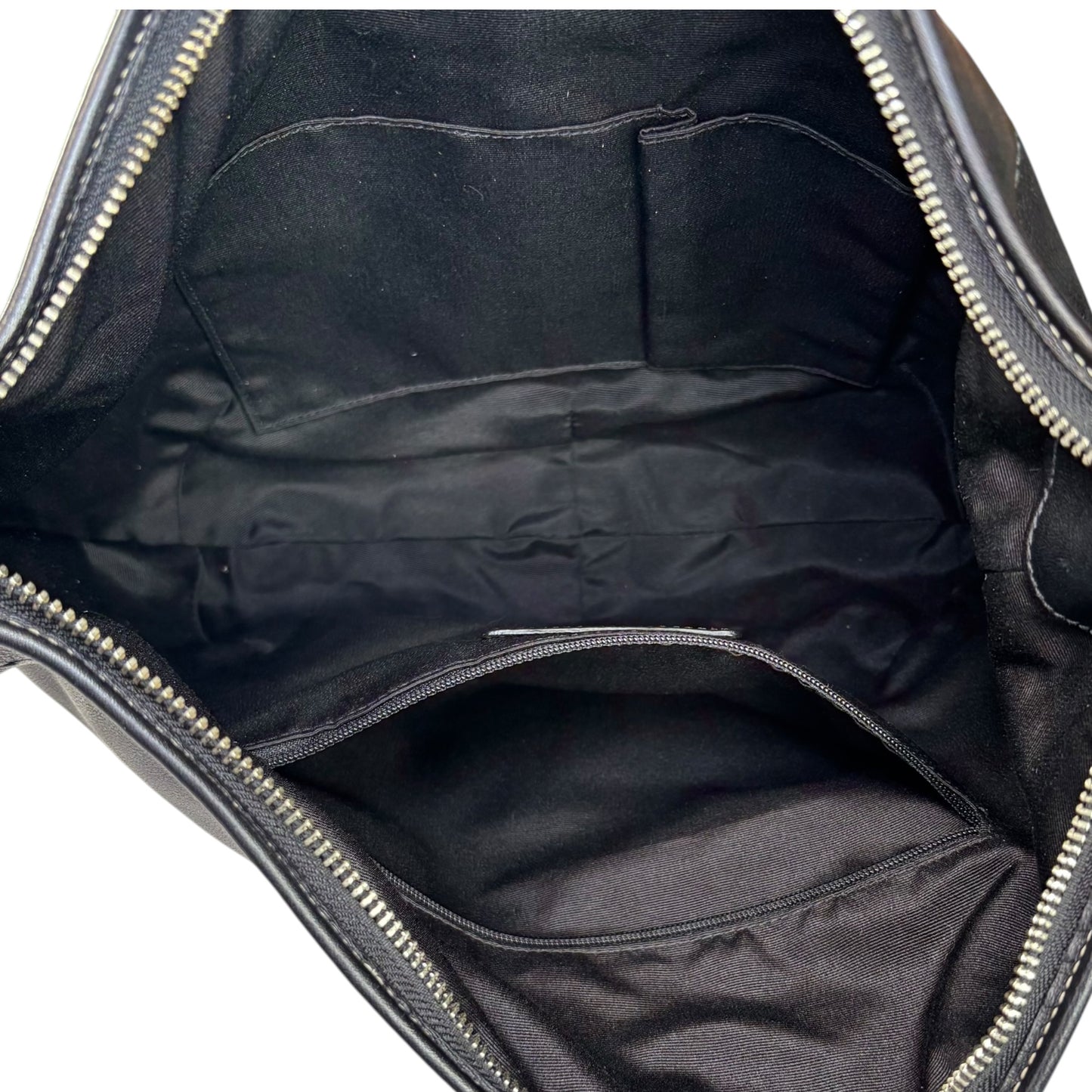 Coach SoHo Large Black Leather SHW Croissant Shoulder Hobo Purse