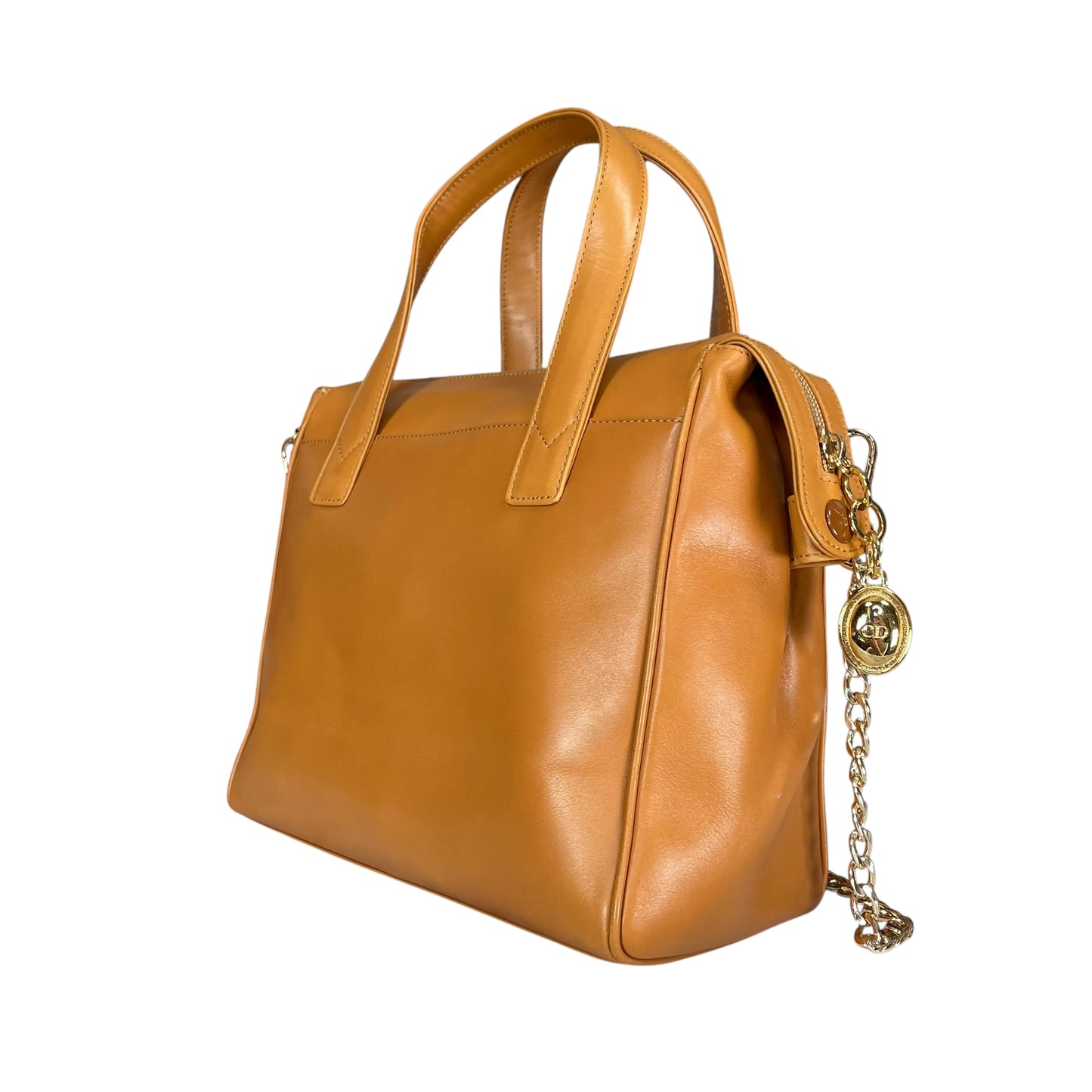 Christian Dior Lady Small Boston Buttercream Gold Leather GHW Crossbody