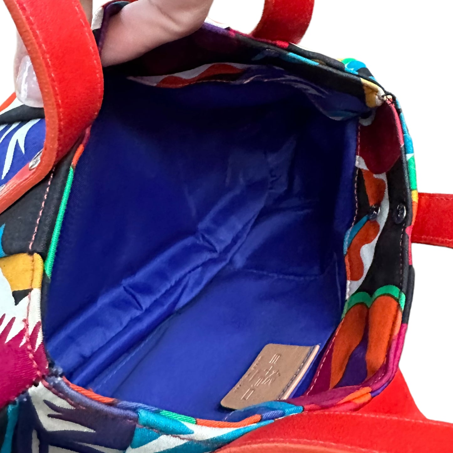 Etro Floral Canvas Fabric Multi Color Leather East West Shoulder Purse