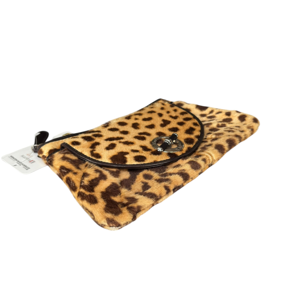 Christian Dior Harako Y2K Pony Hair Zippy Clutch – Leopard Print / Brown Leather