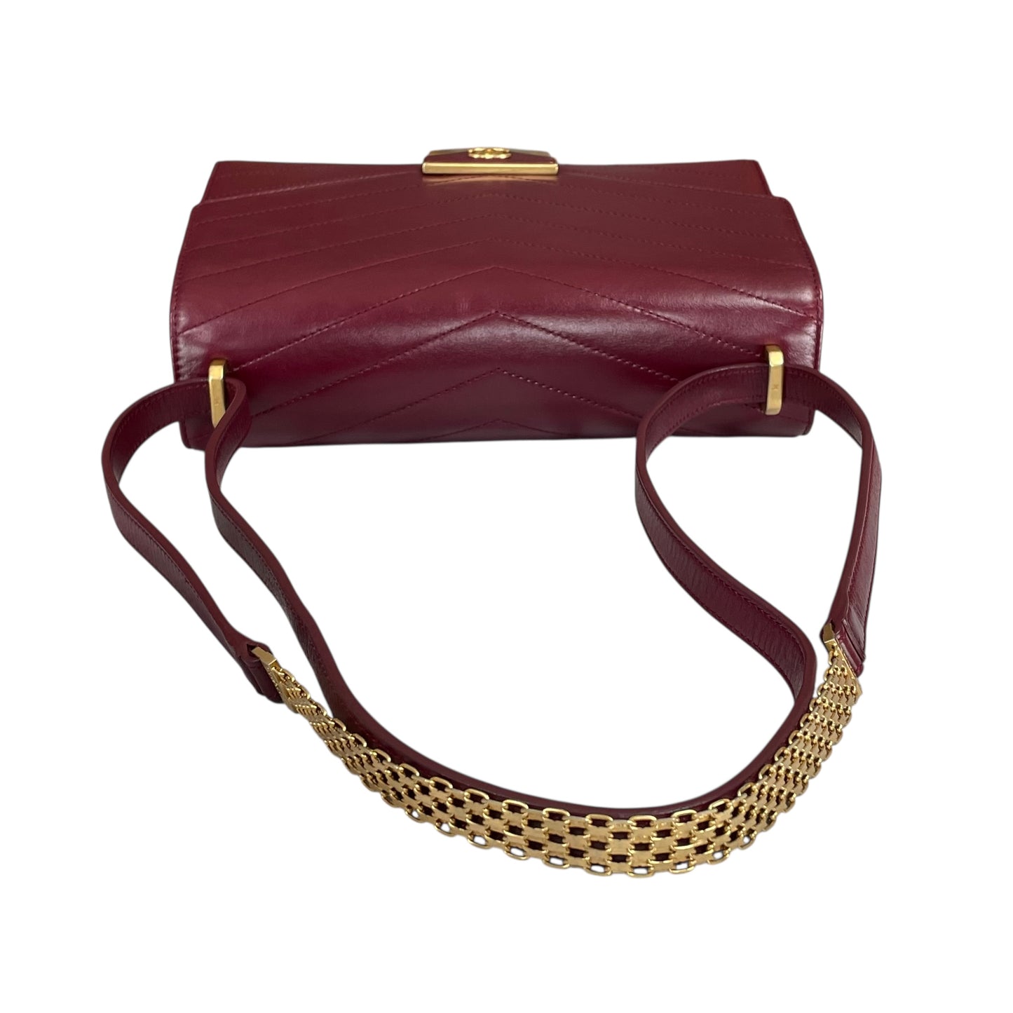 Chanel CC Medal Bucket Envelop Merlot Zip Brushed GHW Burgundy 2Way CrossbodyPurse