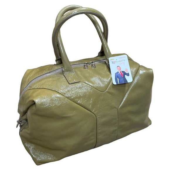 Yves Saint Laurent YSL Muse Patent Leather Avocado Hombre Boston Travel Tote